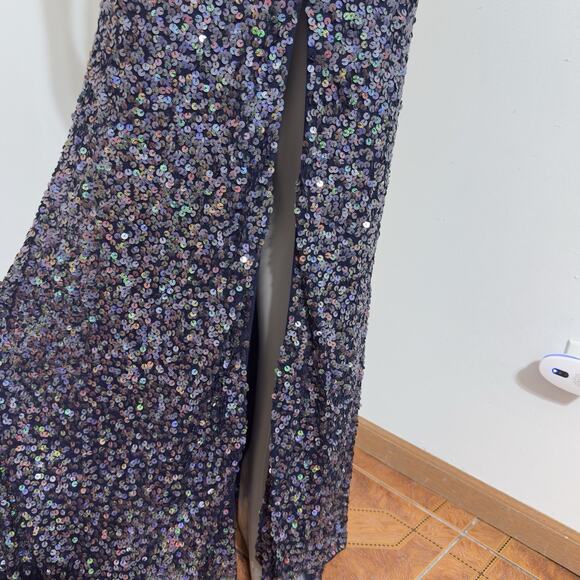 Precious Formals Blue Sequin Maxi Dress Women’s Size 2 Elegant Luxury Night - Picture 5 of 15